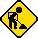 Classic 'under construction' animated gif in the style of a yellow road sign with a stick figure shoveling